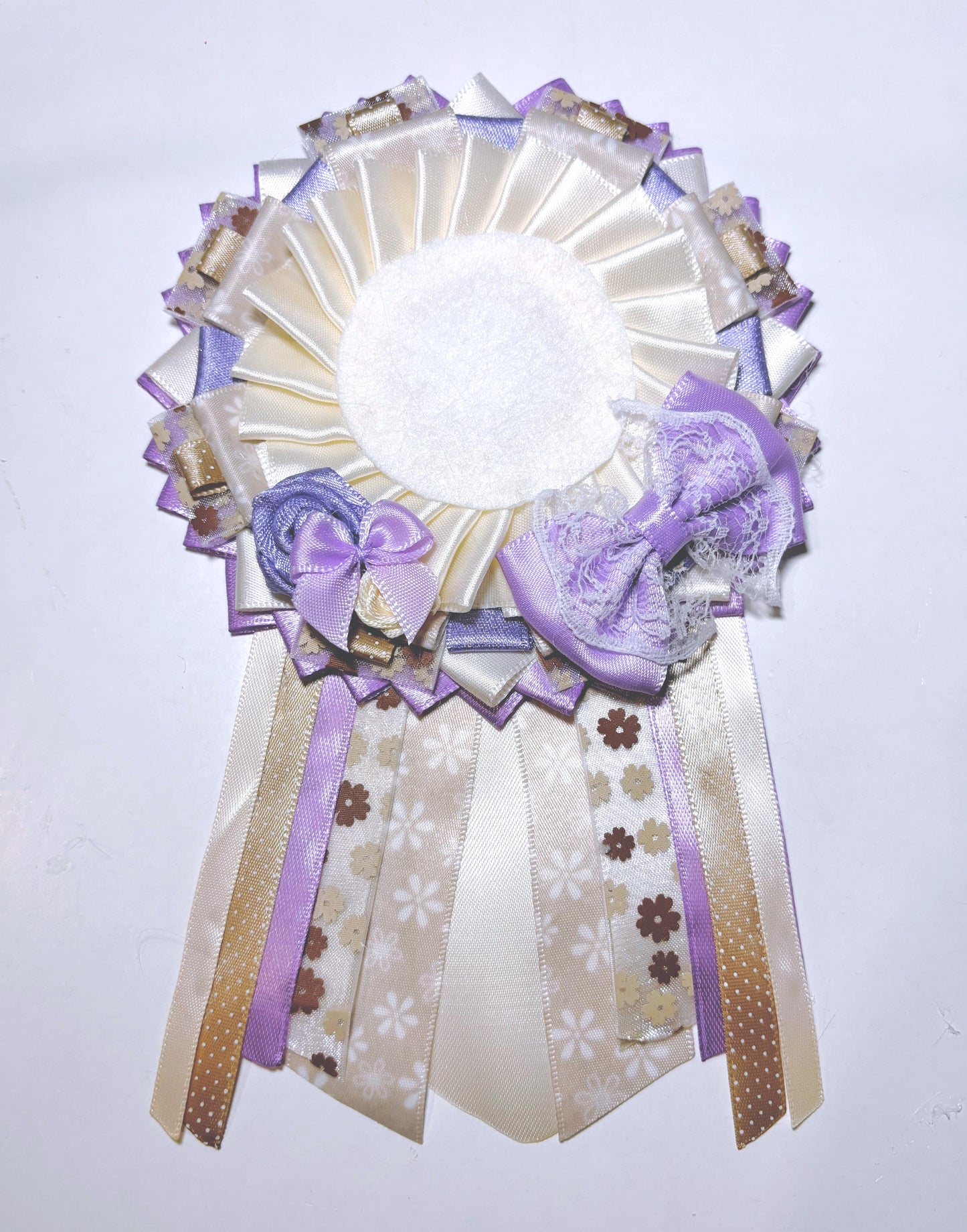 beige & lavender rosette
