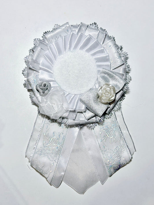 white and silver rosettte